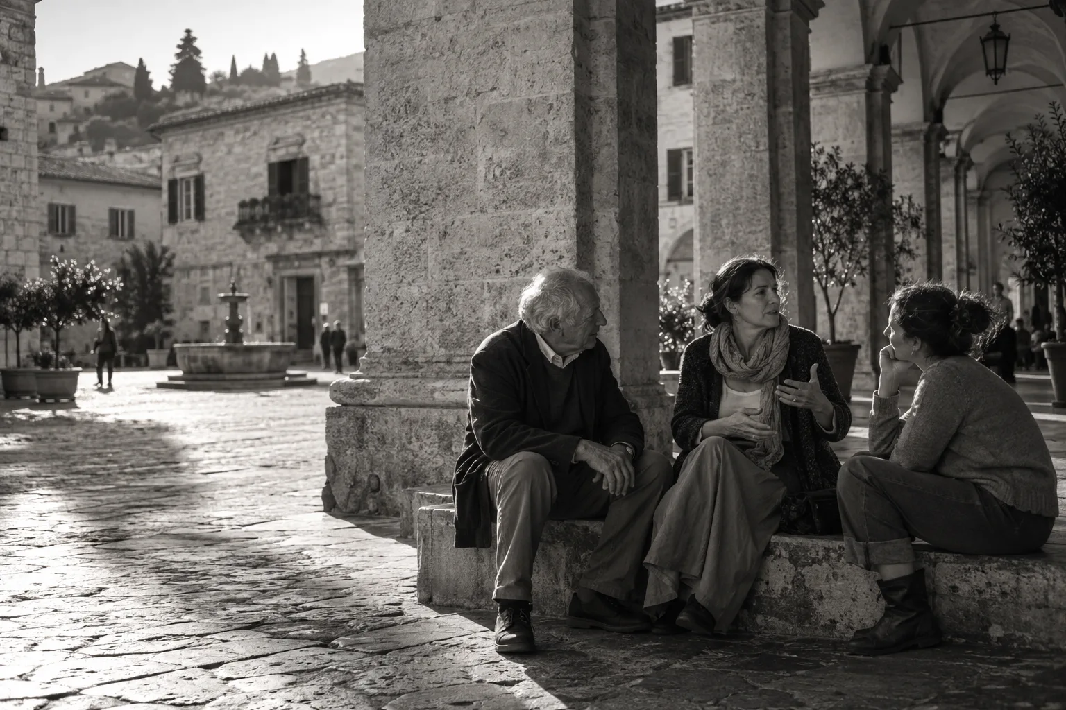 Immagine illustrativa: Persone di età diverse dialogano in una piazza